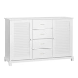 Homcom - Sideboard Buffet Cabinet, Kitchen Cabinet, Coffee Bar Cabinet With 4 Drawers And 2 Louvered Doors For Living Room, Kitchen - White - Furniture Home Direct