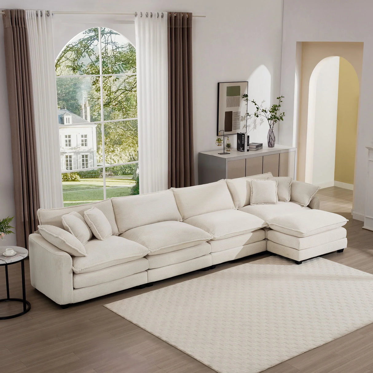 Modern Oversized Modular Cushion Sofa With Ottoman, Low Back, Deep Seating Sofa Set - Furniture Home Direct