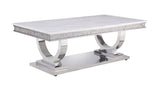 Zander - Printed Faux Marble Top & Mirrored Table - Marble - Furniture Home Direct