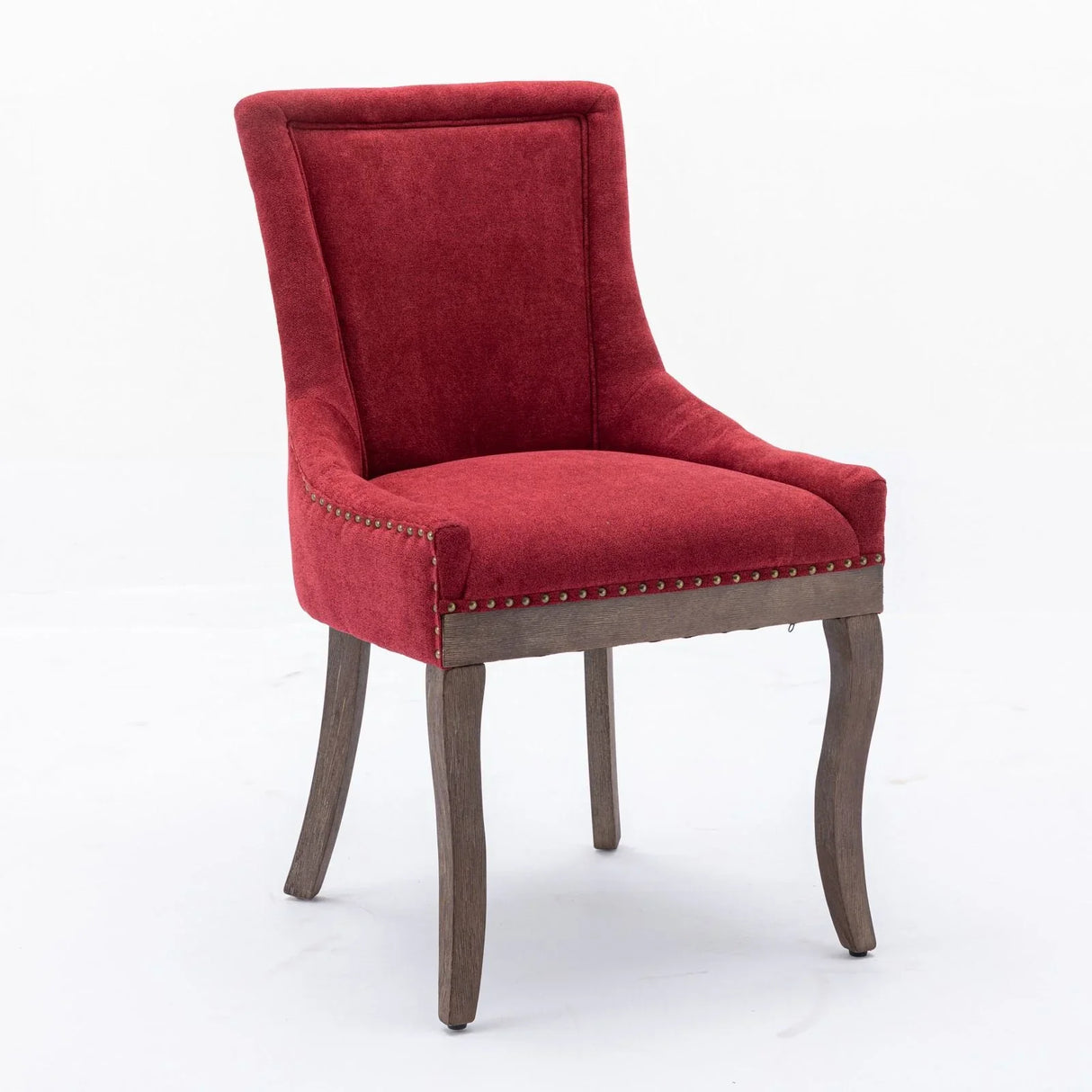 Ultra Side Dining Chair, Thickened Fabric Chairs With Neutrally Toned Solid Wood Legs, Bronze Nail Head (Set of 2) - Furniture Home Direct