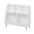 Kids Bookshelf And Toy Organizer, 5 Cubbies Wooden Open Bookcase, 2-Tier Baby Storage Display Organizer With Legs, Free Standing For Playing Room, Bedroom, Nursery, Classroom - White - Furniture Home Direct