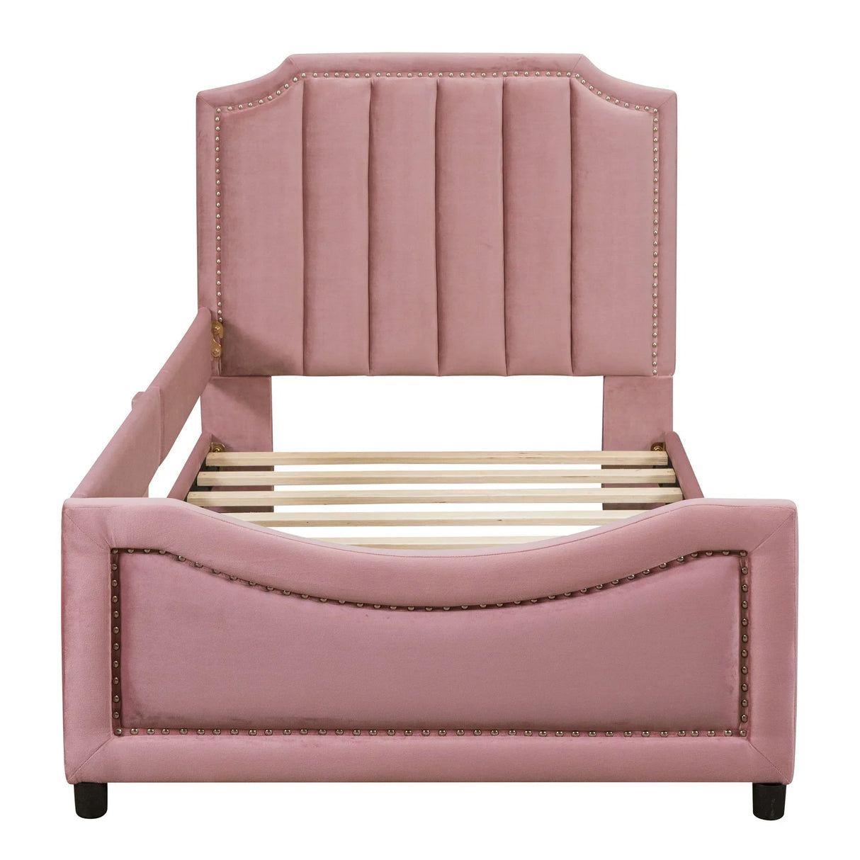 Upholstered Daybed With Classic Stripe Shaped Headboard - Furniture Home Direct