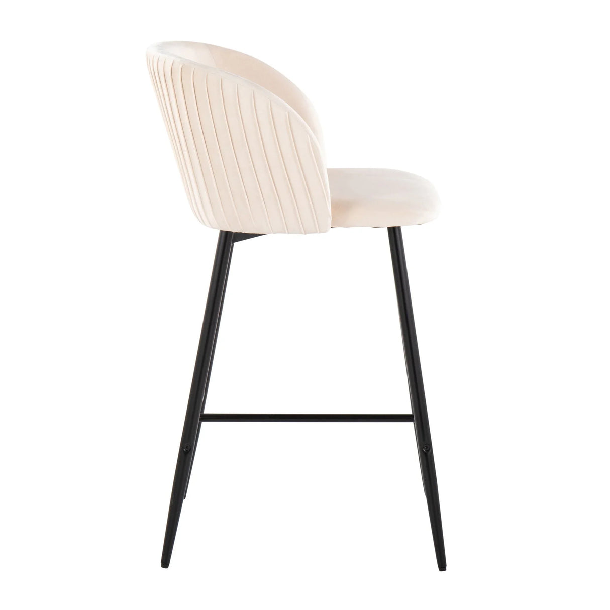Fran - Pleated Waves Contemporary, Fixed Height Counter Stool (Set of 2) - Furniture Home Direct