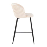 Fran - Pleated Waves Contemporary, Fixed Height Counter Stool (Set of 2) - Furniture Home Direct