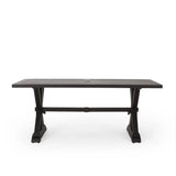 Modern Outdoor Dining Table With X Shaped Legs, Umbrella Hole