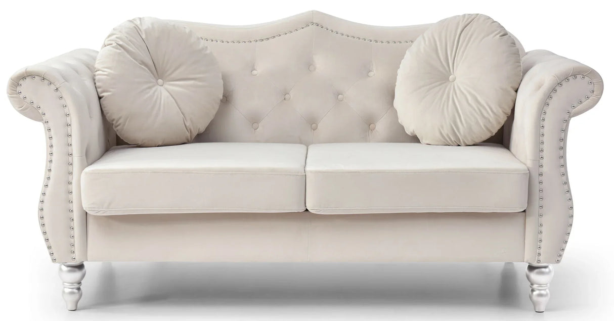 Stylish Flared Arm Loveseat - Furniture Home Direct