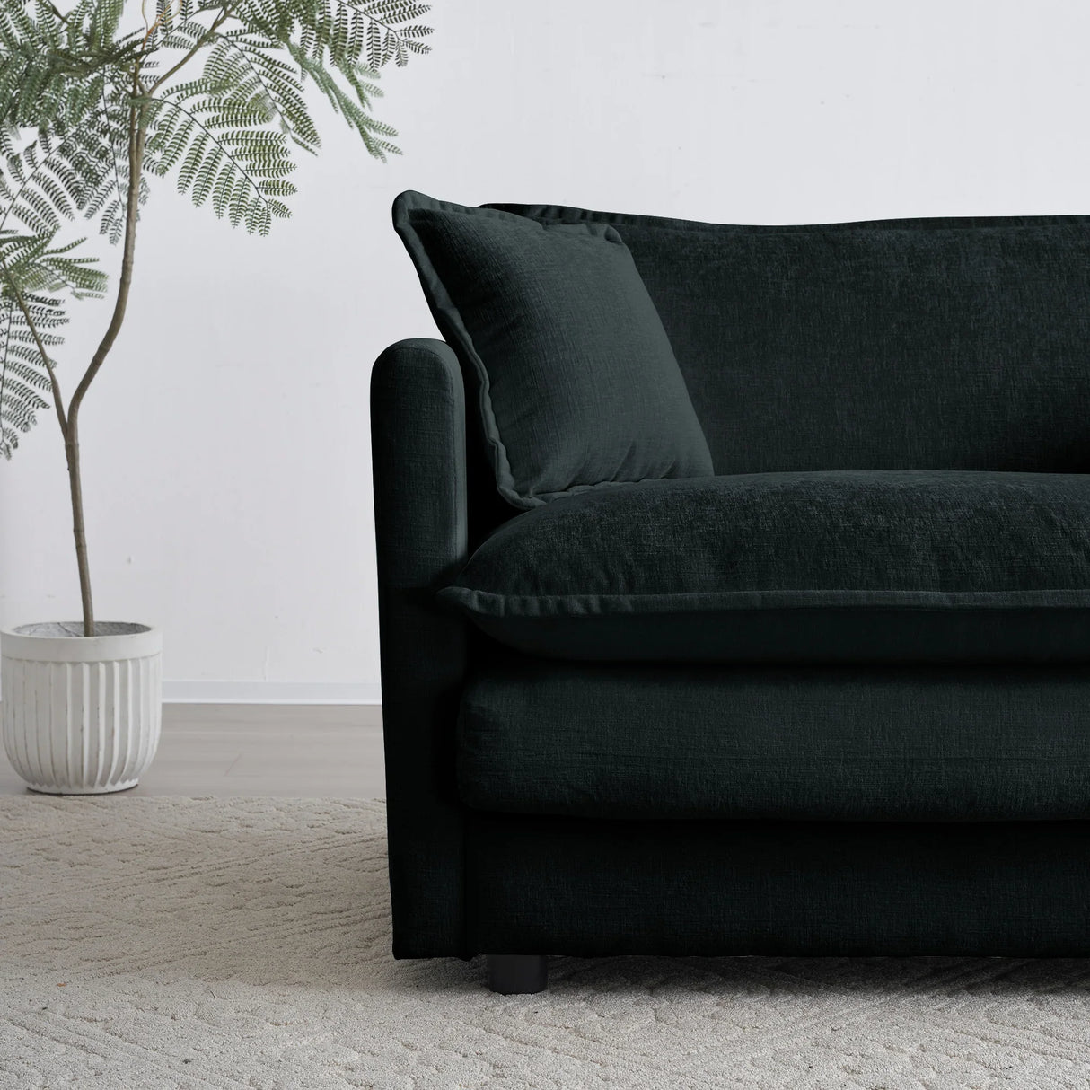 Modern Chenille 3 Piece Living Room Set - Black - Furniture Home Direct