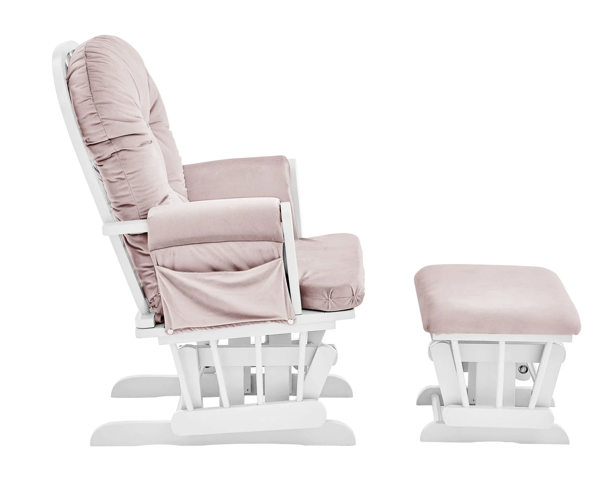 Mason - Glider And Ottoman White Wood - Furniture Home Direct