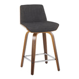 Corazza - Mid Century Modern Fixed Height Counter Stool With Swivel With Square Footrest (Set of 2) - Furniture Home Direct