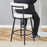 Counter Height Chairs Padded Seat Black Metal Frame White - Furniture Home Direct