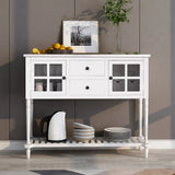 Hearth & Haven Stella Buffet Storage Cabinet With Bottom Shelf, White - Furniture Home Direct