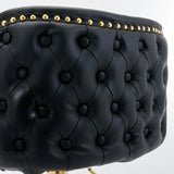 Counter Height Bar Stools Tufted PU Leather Swivel Black - Furniture Home Direct