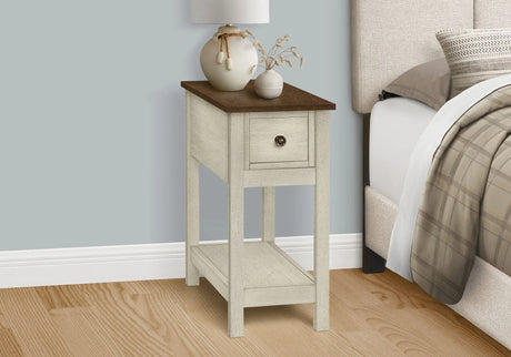 Accent End Table, 2 Tier, Narrow, Lamp, Storage Drawer, Charming Design - Furniture Home Direct