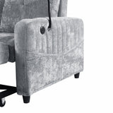 Sleeper Sofa With Adjustable Backrest, Two Cup Holders, Phone Holder, Three Charging Ports And Side Storage Pockets - Gray - Furniture Home Direct