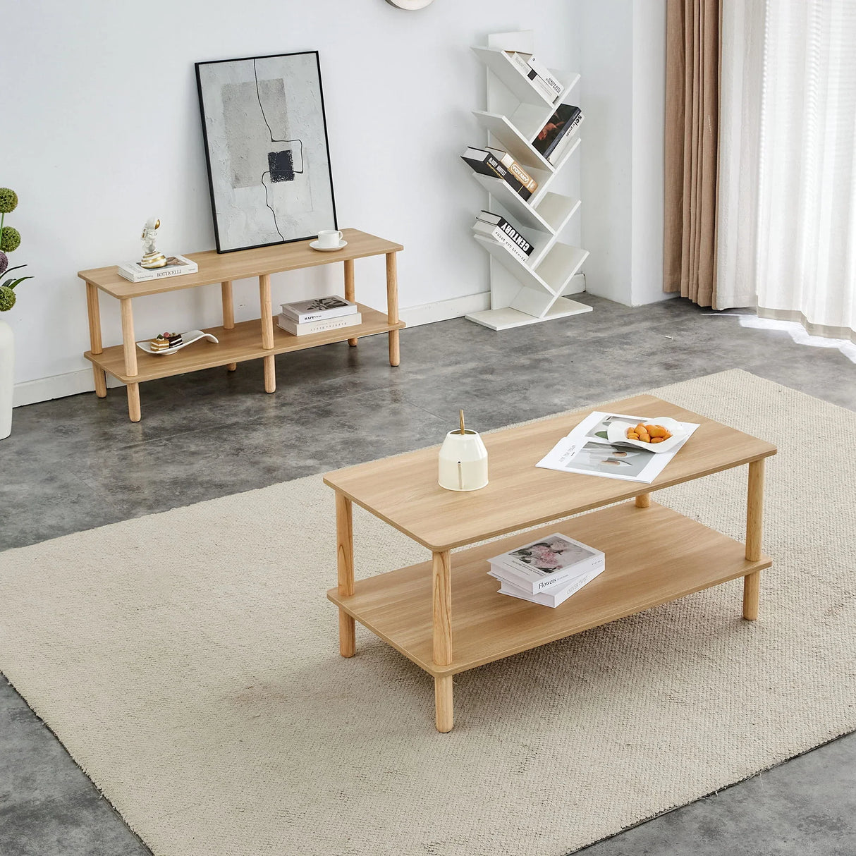 Modern 2 Tier Coffee Table With Open Storage Shelf For Living Room - Furniture Home Direct