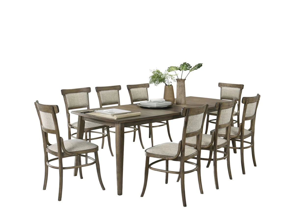 Bistro - Dining Table With Off White Fabric Dining Chairs - Furniture Home Direct