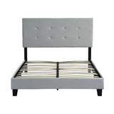 Full Size Upholstered Platform Bed Frame With Pull Point Tufted Headboard, Strong Wood Slat Support, Mattress Foundation, No Box Spring Needed - Gray - Furniture Home Direct