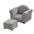 Kids Velvet Upholstered Chair With Ottoman For Comfortable Seating - Gray - Furniture Home Direct