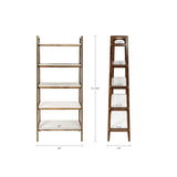 Mid - Century Design 5 Shelf Bookcase - Off White / Pecan - Furniture Home Direct