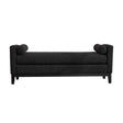 Elegant Upholstered Bench, Daybed, Ottoman With Wood Legs & 2 Bolster Pillows - Black Boucle - Furniture Home Direct