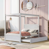 Canopy Platform Bed With Drawers, Support Slats, No Box Spring Needed - Furniture Home Direct