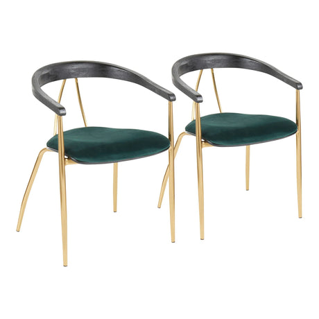 Vanessa - Contemporary Chair (Set of 2) - Gold / Green - Black - Furniture Home Direct