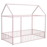 Metal Bed House Bed Frame With Fence - Furniture Home Direct