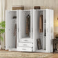 6 Doors Wardrobe Storage For Bedroom, With Big Drawers - Furniture Home Direct