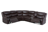 Sectional Sofa Leather Manual Reclining Family Room Brown - Furniture Home Direct