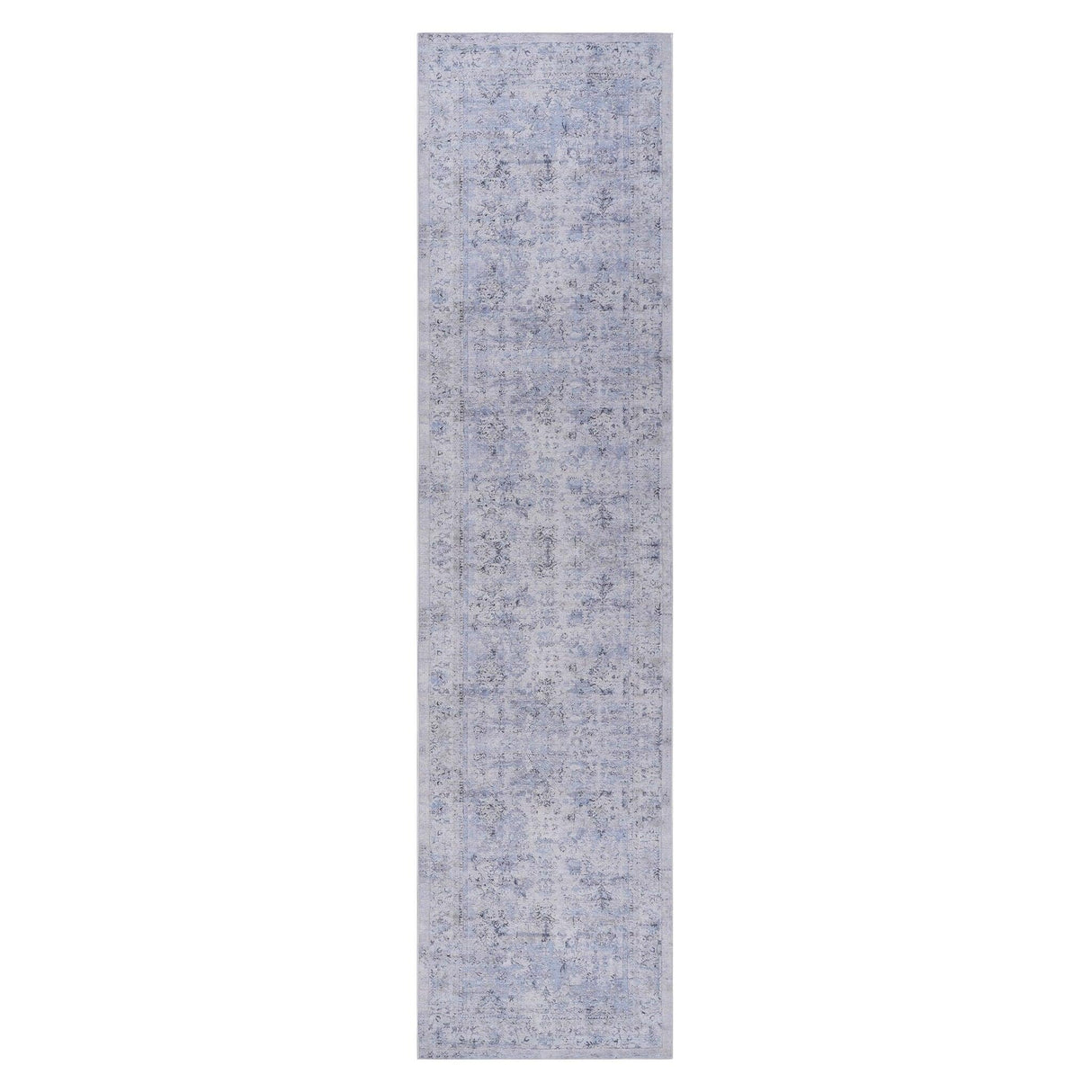 Maval - 2'6'' X 10' Washable Runner Rug - Blue / Cream - Furniture Home Direct