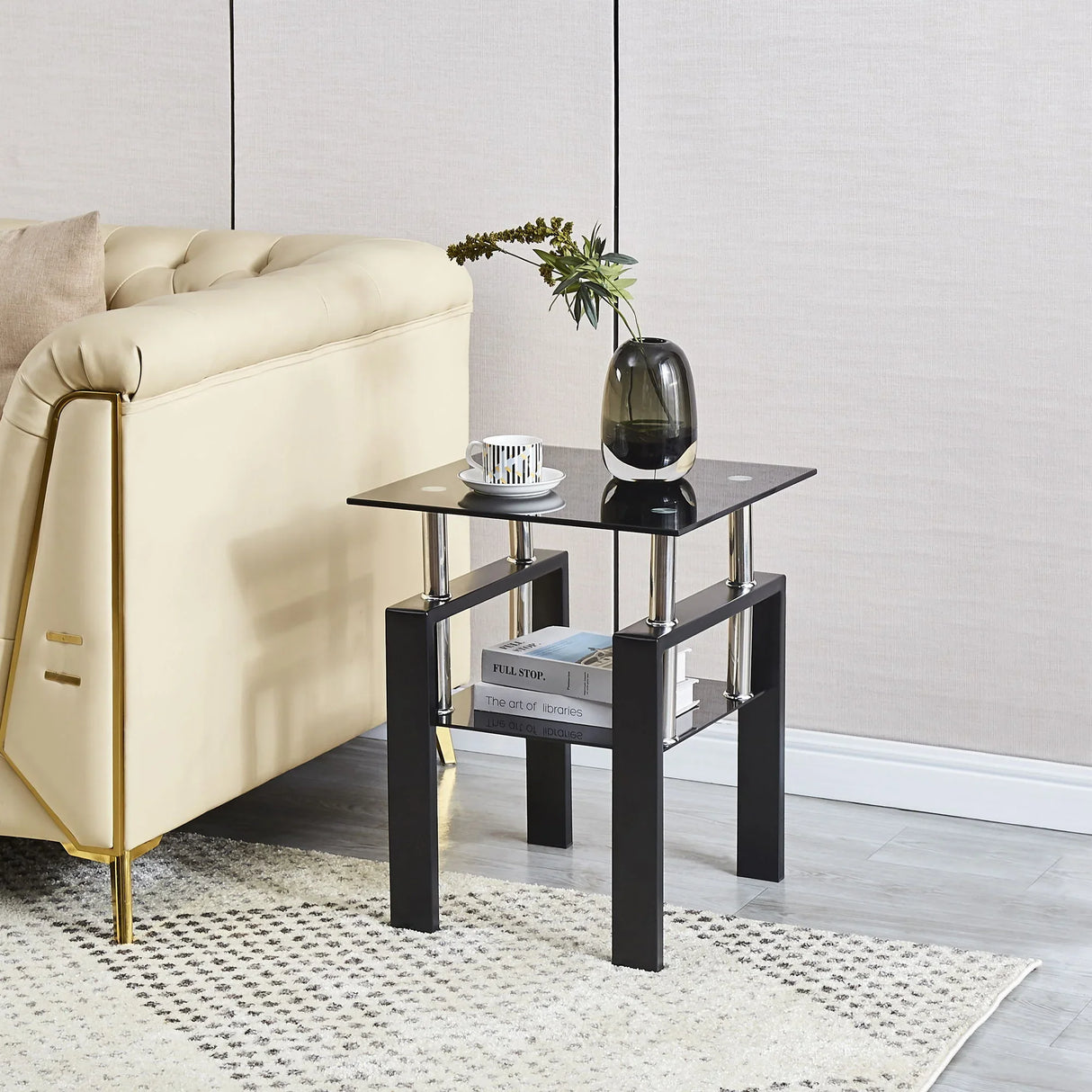 Tempered Glass Table With Storage - Furniture Home Direct