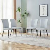 Dining Chairs Upholstered PU Cushions Modern Light Gray - Furniture Home Direct