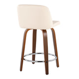 Toriano - Mid Century Modern Fixed Height Counter Stool With Swivel With Round Footrest (Set of 2) - Furniture Home Direct