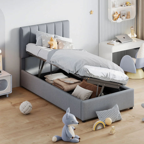 Upholstered Platform Bed With A Hydraulic Storage System - Furniture Home Direct