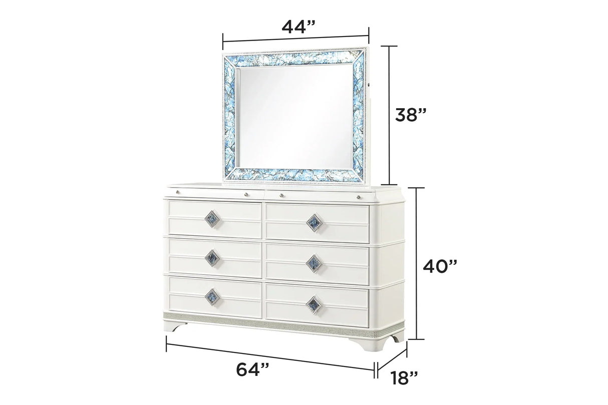 Queen Bedroom Set Modern LED Bed Dresser Nightstand White - Furniture Home Direct