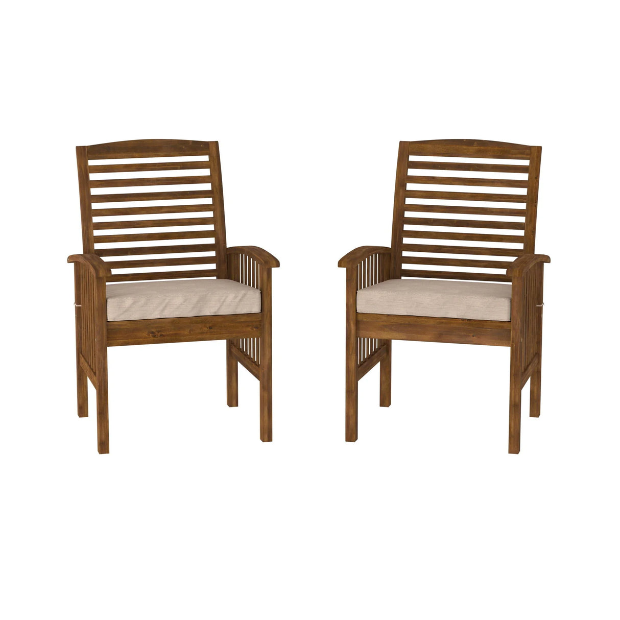 Modern 2 Piece Slat Back Patio Chairs With Cushions - Furniture Home Direct