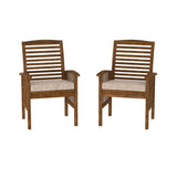 Modern 2 Piece Slat Back Patio Chairs With Cushions - Furniture Home Direct