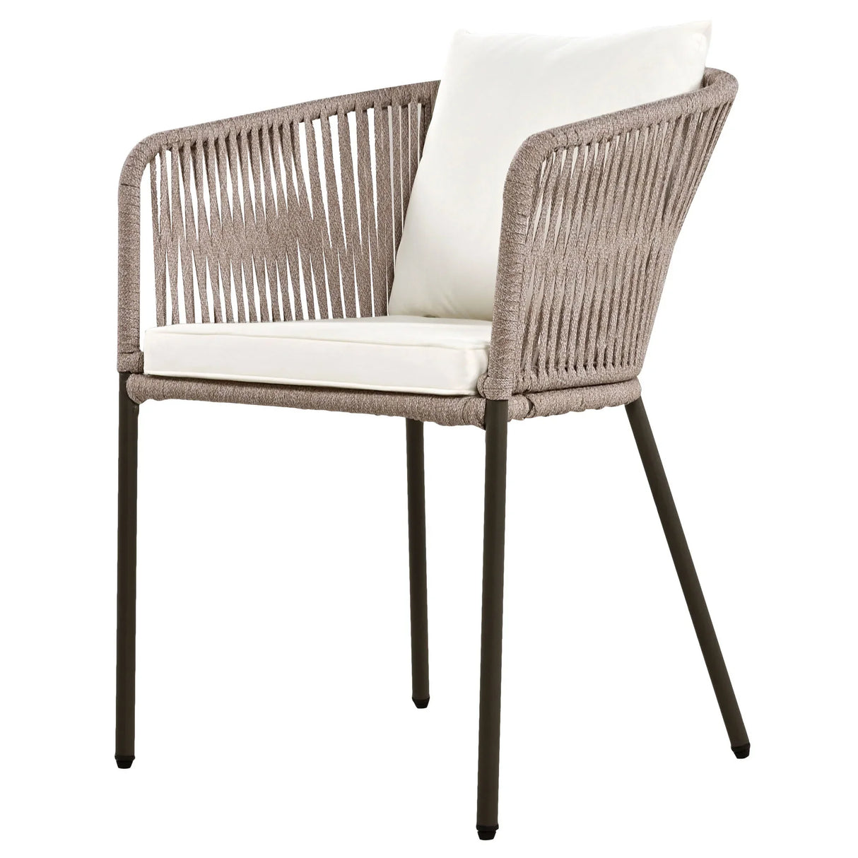 7 Piece All-Weather Patio Dining Set with Acacia Wood Tabletop and Metal Frame - Beige - Furniture Home Direct