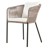 7 Piece All-Weather Patio Dining Set with Acacia Wood Tabletop and Metal Frame - Beige - Furniture Home Direct