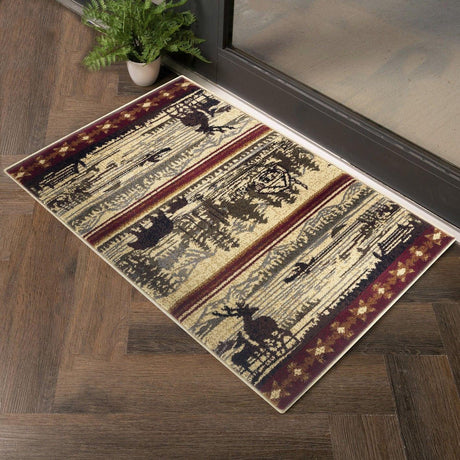 Nature's Nest - 5'3" X 7'3" Lodge Area Rug - Multi / Cream - Furniture Home Direct
