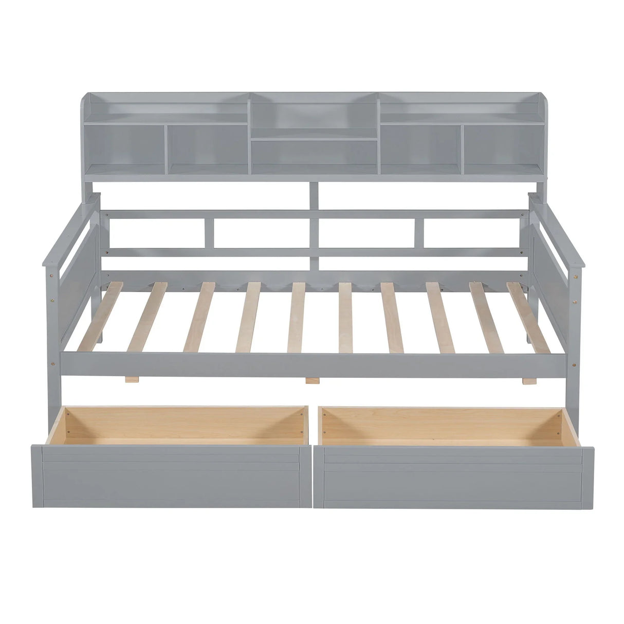 Daybed, Slat Support, With Bedside Shelves And 2 Drawers - Furniture Home Direct