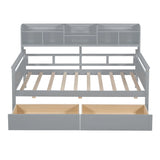 Daybed, Slat Support, With Bedside Shelves And 2 Drawers - Furniture Home Direct