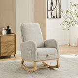 Rocking High Back Glider Chair With Retractable Footrest, Side Pocket - Furniture Home Direct