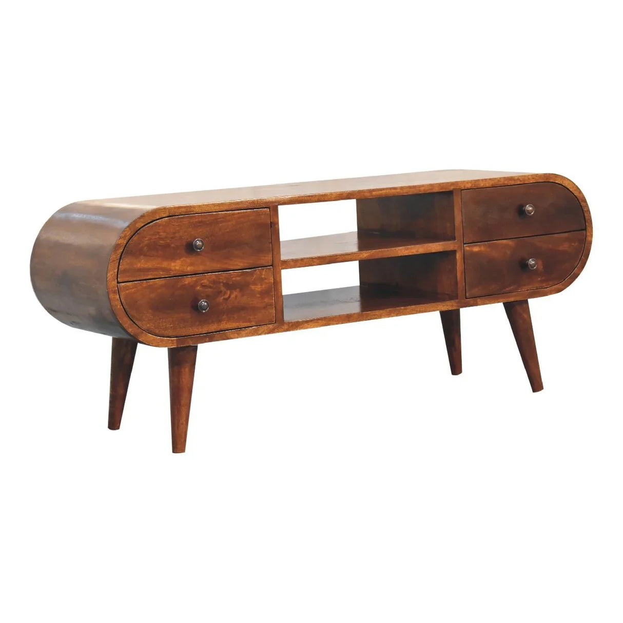 Circular Media Unit With 2 Open Slots - Furniture Home Direct