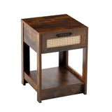 15.75" Rattan End Table With Drawer, Modern Nightstand, Side Table For Living Room, Bedroom - Furniture Home Direct
