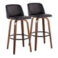 Toriano - Mid Century Modern Fixed Height Barstool Swivel And Round Footrest (Set of 2) - Furniture Home Direct