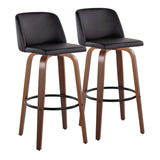 Toriano - Mid Century Modern Fixed Height Barstool Swivel And Round Footrest (Set of 2) - Furniture Home Direct
