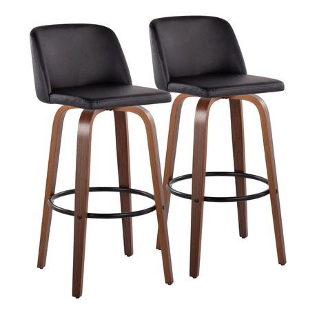 Toriano - Mid Century Modern Fixed Height Barstool Swivel And Round Footrest (Set of 2) - Furniture Home Direct