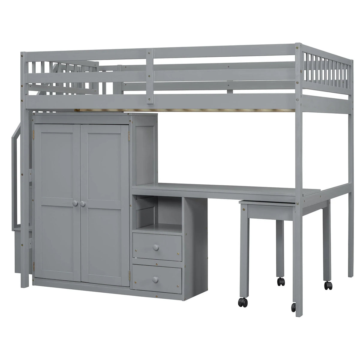 Loft Bed With Stairs, Bookshelf, Drawers, Desk & Wardrobe, Space Saving Multifunctional Furniture - Furniture Home Direct