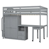 Loft Bed With Stairs, Bookshelf, Drawers, Desk & Wardrobe, Space Saving Multifunctional Furniture - Furniture Home Direct